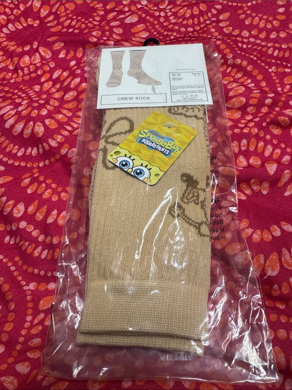 SpongeBob SquarePants Beige and Brown Crew Socks - Men